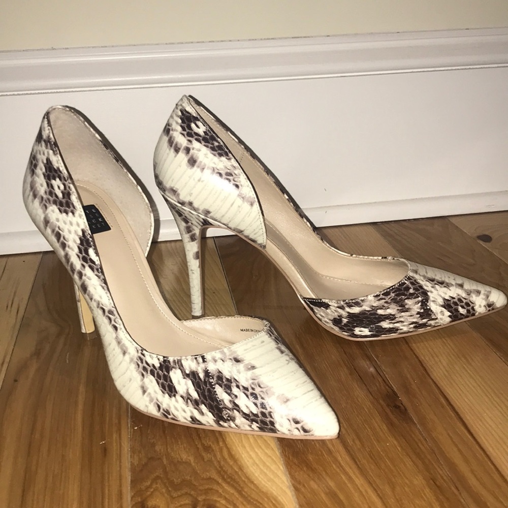 White House Black Market snake leather heels